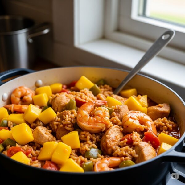 Sweet & Savory Mango Jambalaya – A Caribbean-Indic…